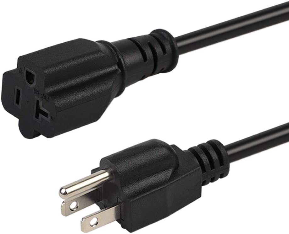 6ft/1.8M 15 Amp to 20 Amp Plug Adapter Cable UL Listed 14AWG NEMA 5-15P to 5-15/20R (Comb 20Amp T Blade) 15 Amp Household Plug to 20 Amp T-Blade AC Power Cable