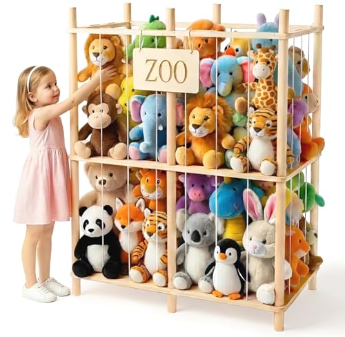 Rangement en bois pour animaux en peluche aiwo - Coffre à jouets vertical pour chambre d'enfant