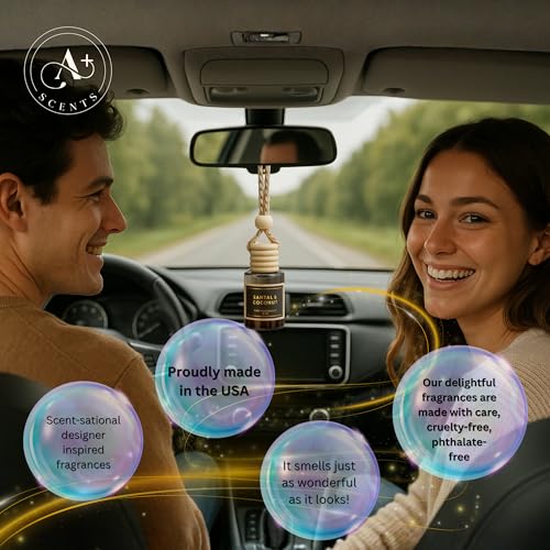 Image of Santal & Coconut - A Fragrant Whisper of Opulent Tropical Serenity! - Luxury Car Hanging Diffuser - Long Lasting Car Freshener - Lasts up to 60 days | A+ Scents