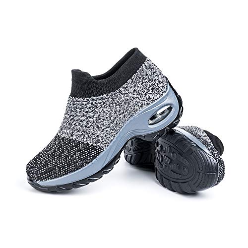 Hitmars Zapatillas Deportivas de Mujer Zapatos Running Fitness Outdoor Sneaker Casual Mesh Transpirable Comodas Calzado Gris 2 Talla 39