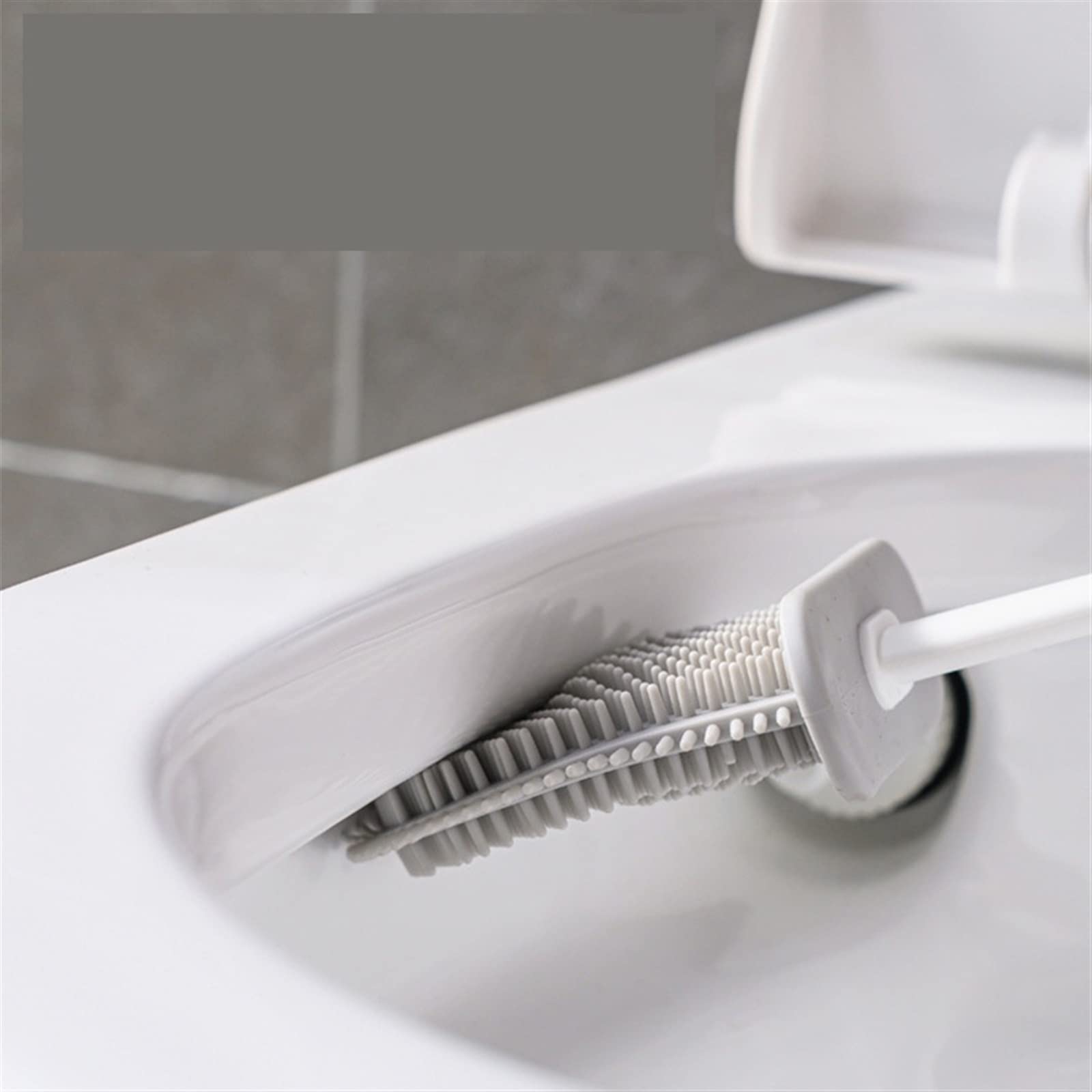 Scopino per WC Setole morbide in Silicone Spazzola per la Pulizia con Manico Lungo a Doppio Scarico con Coperchio Set di Accessori per Il Bagno