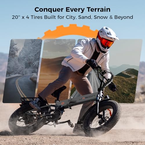 Image of Jasion X Hunter /PRO Electric Bike for Adults,1800W /1400W Peak 20''Fat Tire Foldable Ebike,Folding E Bike Up to 80 /70 Miles Range,720 /624WH Removable Battery,30 MPH E Bike,Certified by UL2849