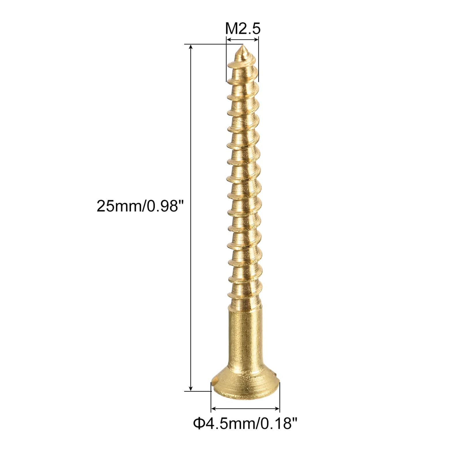 TA-VIGOR 100Pcs Self Tapping Screws, M2.5 Slotted Flat Head Screw, 25mm Round Head Slotted Tapping Screws - Image 2