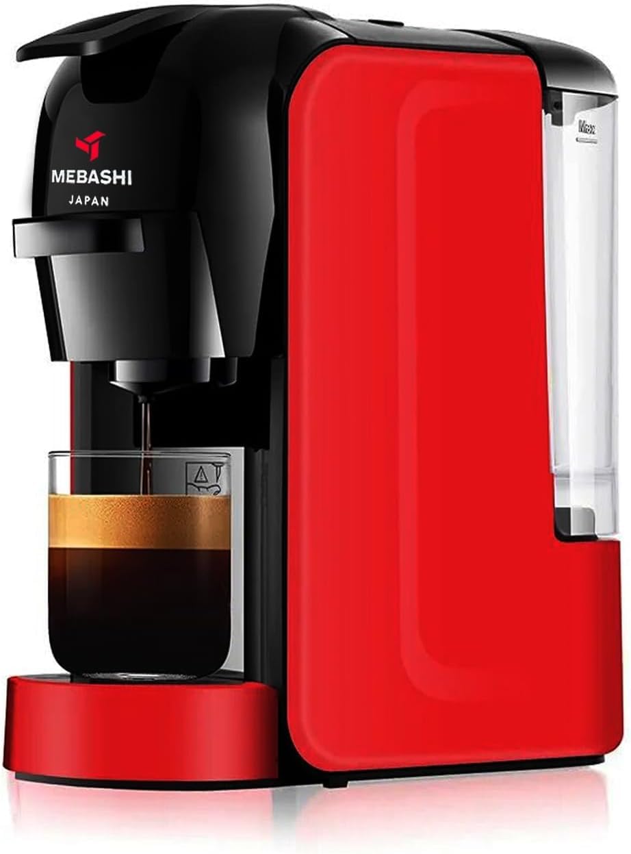 MEBASHI 3-in-1 Multi Capsule Coffee Machine, 0.6 L, 19 Bar, (ME-CEM301W) (Red)|1450W