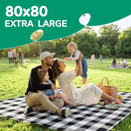 RYCHIC Waterproof Picnic Blanket Outdoor Camping Beach Mat Rug Extra Large Foldable Car Essential Roadtrip Gadget Rv Accessories Glamping Tent Gear Must Haves Hiking Backpacking Necessities Gift - Image 2