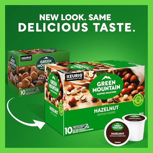 Image of Green Mountain Coffee Roasters Hazelnut, Keurig Single Serve K-Cup Pods, Light Roast Coffee, 60 Count, (6 Packs of 10)
