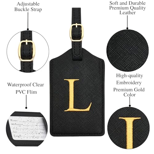 Image of Luggage Tag PU Leather for Suitcase Baggage Handbag Travel Bag Label Suitcase Tag Label Tag w. Name Card & Privacy Cover (L)