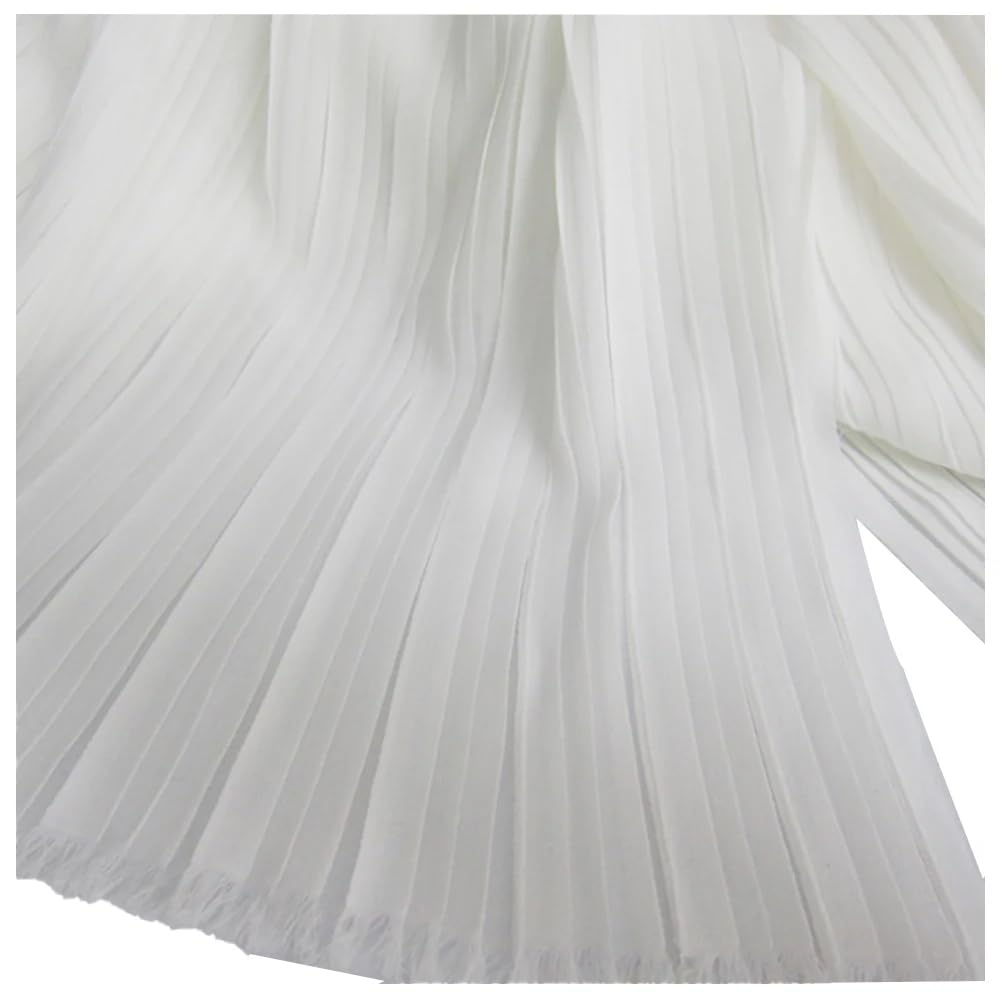 Tejido de gasa perlada plisada, Tela de gasa plisada con volantes y perlas for costura vestidos, multicolor, 0,5/3 metros, 59 pulgadas(White9,Straighten 0.5 meter)