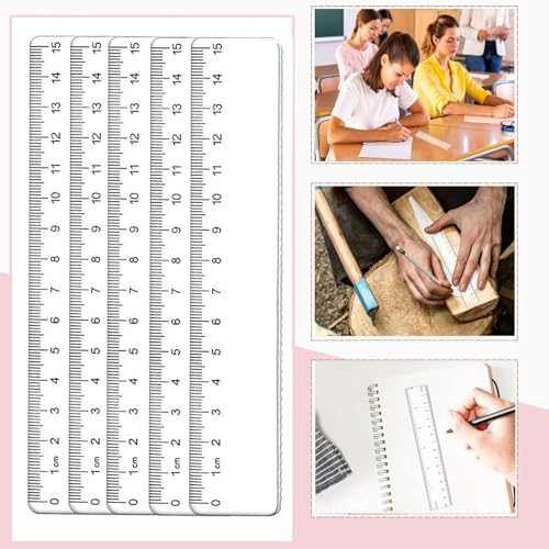 5er-Pack, Lineal 15cm Plastik Transparent Nicht Biegsam Kurz Durchsichtig Kurzes 15 Cm Grundschule 1. Klasse Kinder Kleines Lineale Flexi Flexibel LinkshäNder Lineale Schulbedarf Messinstrumente