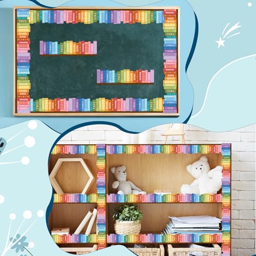 Image of BeYumi Inspirational Bookshelf Border Trim - 65ft Back to School Colorful Books Motivational Words Rolled Border Trim Bookshelf Bulletin Board Library Classroom Office Chalkboard Wall Party Decoration