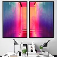 2 Piece Framed Canvas Wall Art Colorful Art Lights Canvas Prints Home Artwork Decoration for Living Room,Bedroom - 16