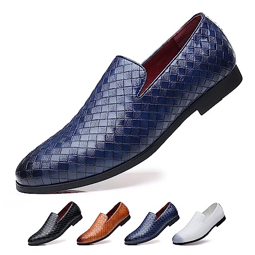 Men's Vegan Leather Smoking Loafers Slip-on Flat Casual Lightweight Driving Walking Shoes Business Dress Oxford Shoes
