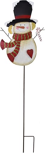 Miniatura 7 de Morning View Letreros de metal con estacas de muñeco de nieve de Navidad para jardín, decoración de patio para exteriores, decoración de patio de