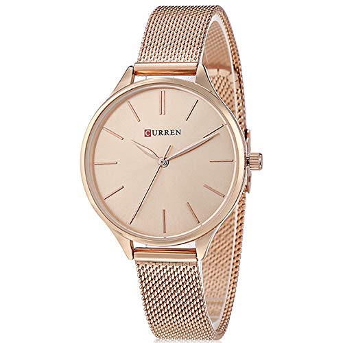 SHANG TONG Curren 9024A Female Quartz Watch Casual Knitted Stainless Steel Band Ultra-Thin Wristwatch for Women