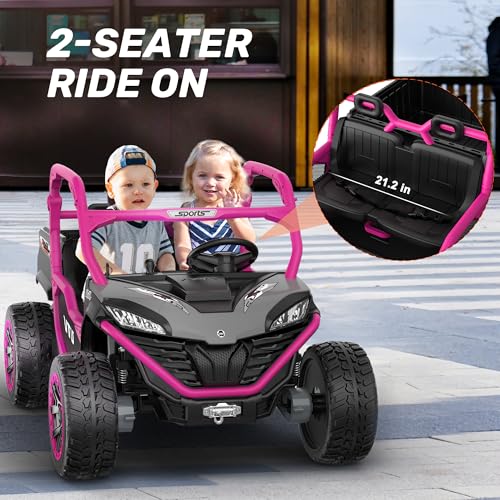 Image of ANPABO 24V Ride On Toys 2 Seater, 4x75W, w /Remote Control, Rose Red