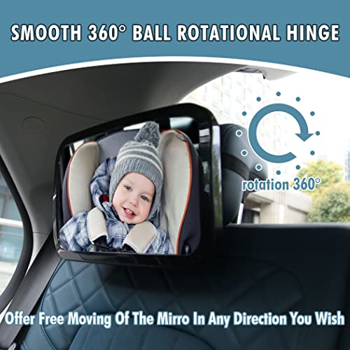 Image of CARTMAN Baby Car Mirror, Safety Car Seat Mirror for Rear Facing Infant with 2 Pack Baby on Board Signs Suction Cups, Shatterproof, Fully Assembled, Crash Tested and Certified