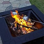 Multifunctional Fire Pit Table 32 inch Square Metal Firepit Stove Backyard Patio Garden Fireplace for Camping, Outdoor Heating, Bonfire and Picnic - Image 4