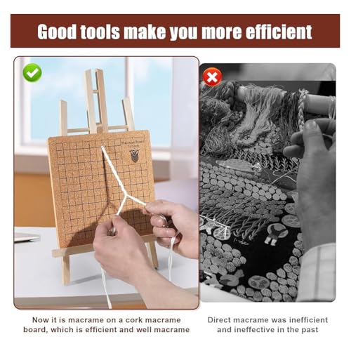 Tablero de macramé con soporte ajustable Cenei y 53 piezas para trenzar cómodamente 6