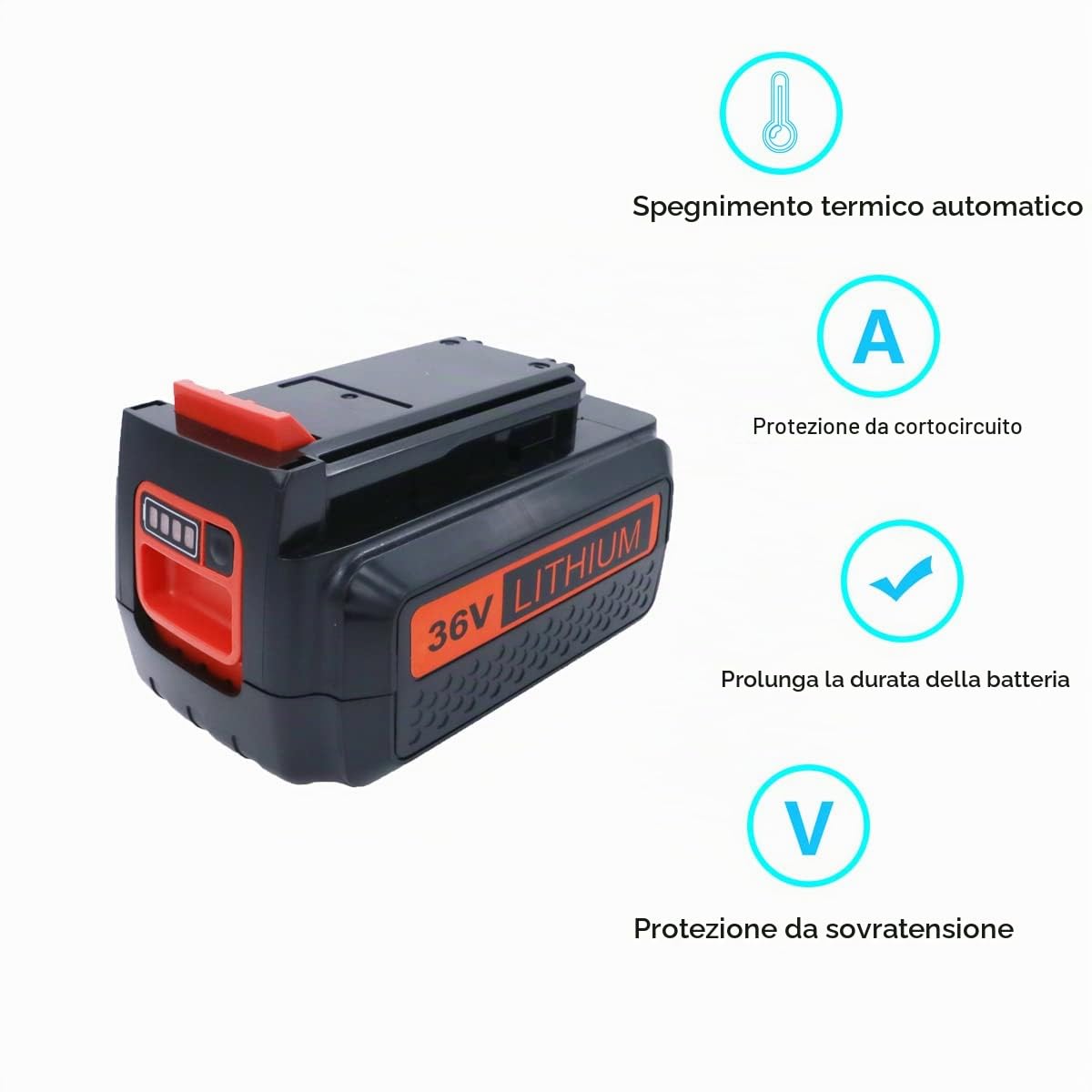 batteria 36V 2.5Ah sostituire per Black Decker BL20362-XJ BL20362 BL2536 BL2036 BL1536 LBX2040