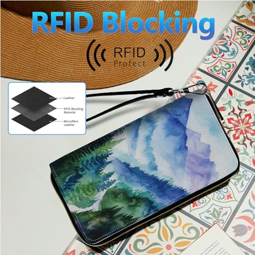 Image of Womens Wallet PU Leather Wristlet Wallets for Women, Large Capacity Lady Fashion Wallet Card Holder Zipper Wallet
