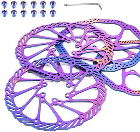 2 Pack Bike Disc Brake Rotors 160mm Disc Brake Rotor 180mm Disc Brake Adapter Bicycle Disc Brake Rotors for Road Bike Mountain Bike （With 12 Colored Bolts and Installation Tools）