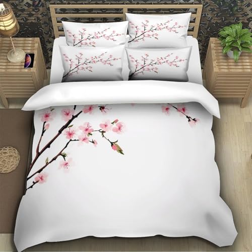 Housse de couette fleurs de cerisier 140x200 parure lit microfibre - 5