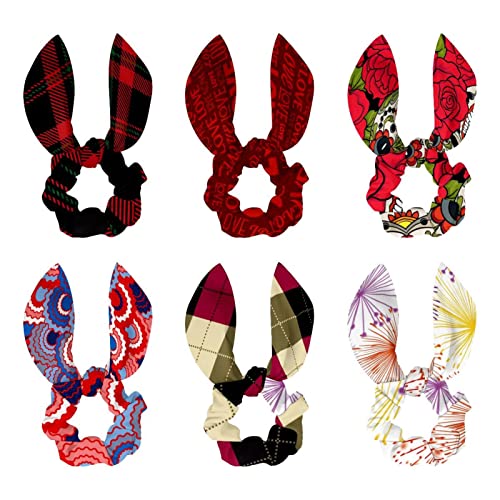Chouchous en velours anti-casse pour cheveux fins et épais avec nœud oreilles de lapin