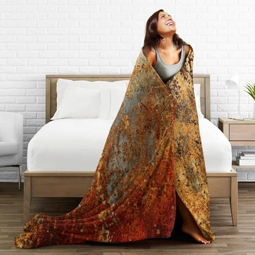 HGOD DESIGNS Brown Rust Colorful Metal Rusty Steel Iron Structure Throw Soft Warm Lightweight Blanket for Women Birthday Christmas, Home Living Room Decor Black 100x130cm - Cosy Home Interiors HGOD DESIGNS Brown Rust Colorful Metal Rusty Steel Iron Structure Throw Soft Warm Lightweight Blanket for Women Birthday Christmas, Home Living Room Decor Black 100x130cm - Image 5