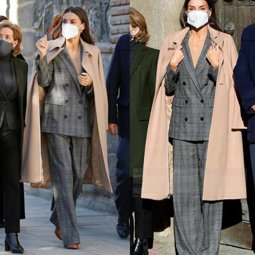 Women's Checked Suit Daily Homecoming Peak Lapel Double Breasted Buttons Two Pieces2