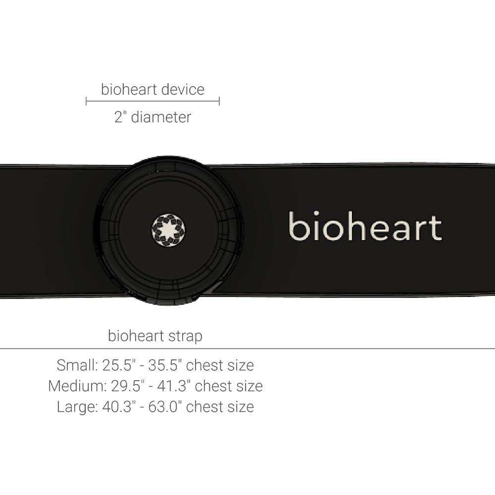 Bioheart - Cardiofrequenzimetro Bluetooth | Monitoraggio continuo della frequenza cardiaca | Fascia toracica Dispositivo mobile per la frequenza cardiaca | Abbonamento di un anno incluso
