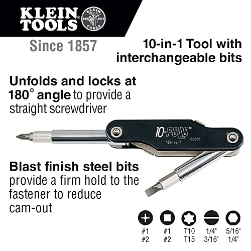 Klein Tools 32535 10-In-1 10 Fold Screwdriver / Nut Driver #TOP1