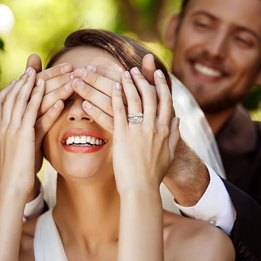 WES Moissanite Engagement Rings Set - D Color VVS1 925 Sterling Silver Stackable Moissanite Bridal Ring Sets Vintage Wedding Promise Ring for Women, Size 6-8 - Image 3