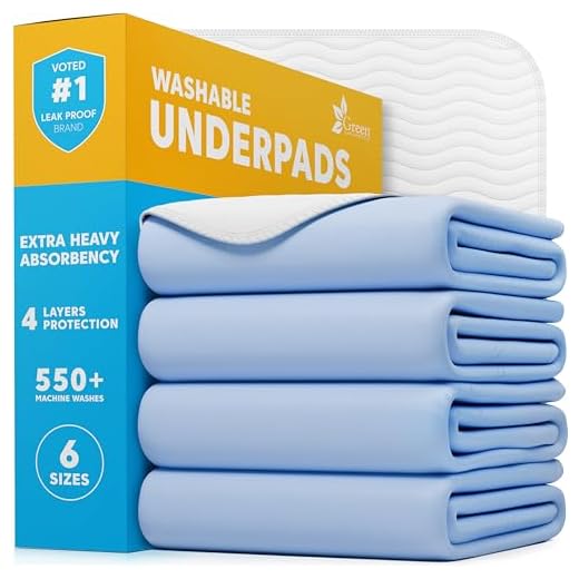 Washable Underpads, Pack of 4 Large Bed Pads, 30" x 34", for use as Incontinence Bed Pads, Reusable pet Pads, Great for Dogs, Cats, Bunny & Seniors by Green Lifestyle (4 Pack 30x34)