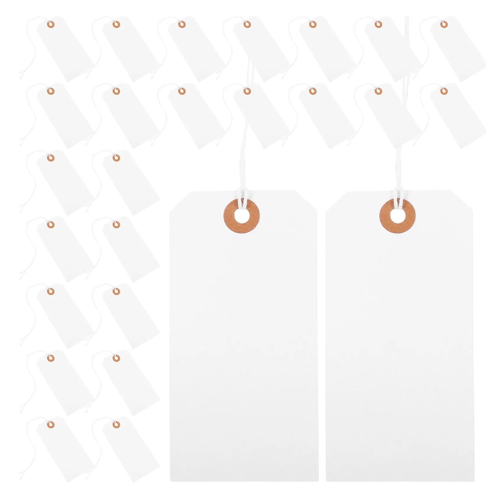 Lot de 200 étiquettes de prix vierges avec ficelle - Étiquettes de prix inscriptibles à suspendre - Carton pour bijoux, vêtements, chaussures, cadeau, inventaire de vente au détail pour affichage du