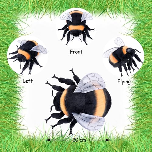 lilizzhoumax Hummel Plüschtier 20cm/7.8zoll Simuliertes Tier Kawaii Spielzeug Biene Realistische Kuscheltier Ostern Geschenk für Jungen Mädchen Kinder pelziges Stofftier