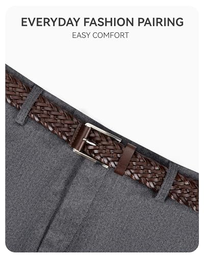 Image of CHAOREN Mens Braided Woven Leather Belt 35MM - Built to Last, Snug Fit | Fully Adjustable, Break-Resistant, Casual-Elegant Vibe, Versatile for Golf, Jeans & Dress, Gift Box