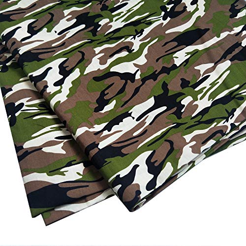 ZAIONE Tela de popelina de polialgodón, 100% polialgodón, estampado de camuflaje, confección de camisas, manualidades, costura, patchwork, manualidades, 150 cm de ancho por metro (verde)