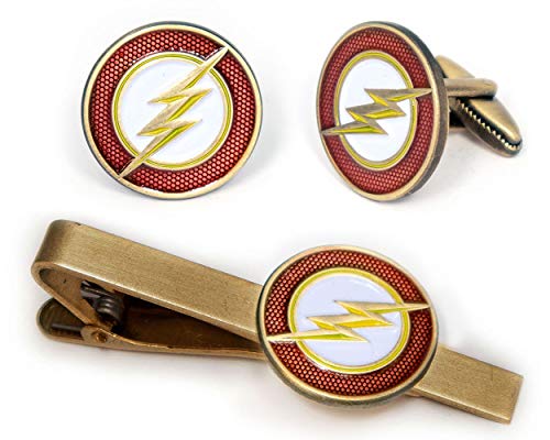 SharedImagination Flash Tie Clip, The Justice League Cufflinks, DC Comics Jewelry, Batman vs Superman Logo Cuff Links Link, Marvel Avengers Tie Tack, Groomsmen Gift Wedding Party