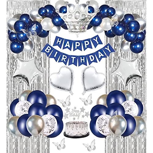 La Mejor Lista de globos dia del padre - los más vendidos. 42 Globos de Cumpleaños,Decoracion Fiesta de Pared,con Banner Happy Birthday,Combinación de Globo de Papel,Azul Metalizado,Plata,Lentejuelas,Forma Corazon,Estrella,para Mujeres y...