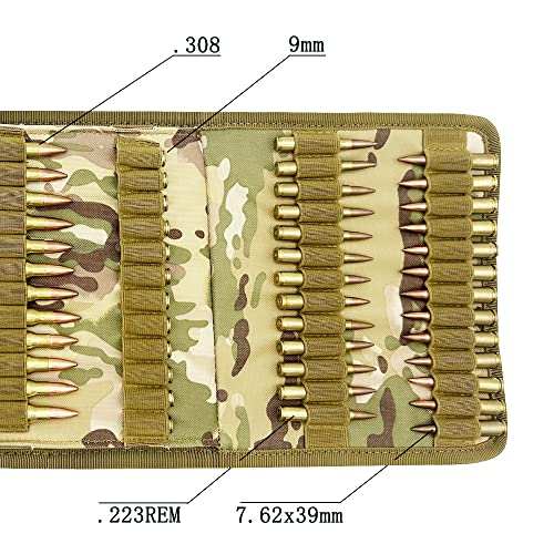 100 Rounds Rifle Pistol Bullet Cartridge Bandolier Ammo Ammunition Shell Carrier Holder Case Magazine Pouch for .38 9mm .357