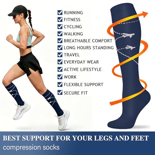 Image of Sooverki Compression Socks for Women and Men Circulation (3 /4 Pairs) is Best Support for Running Athletic Cycling Hiking