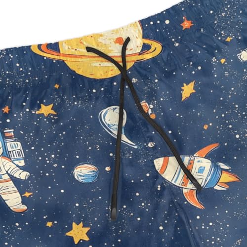 Men's Swim Trunks Size S Astronaut Wallpaper with Mesh Lining Soft Breathable Quick Dry Beach Shorts Grayish Blue4