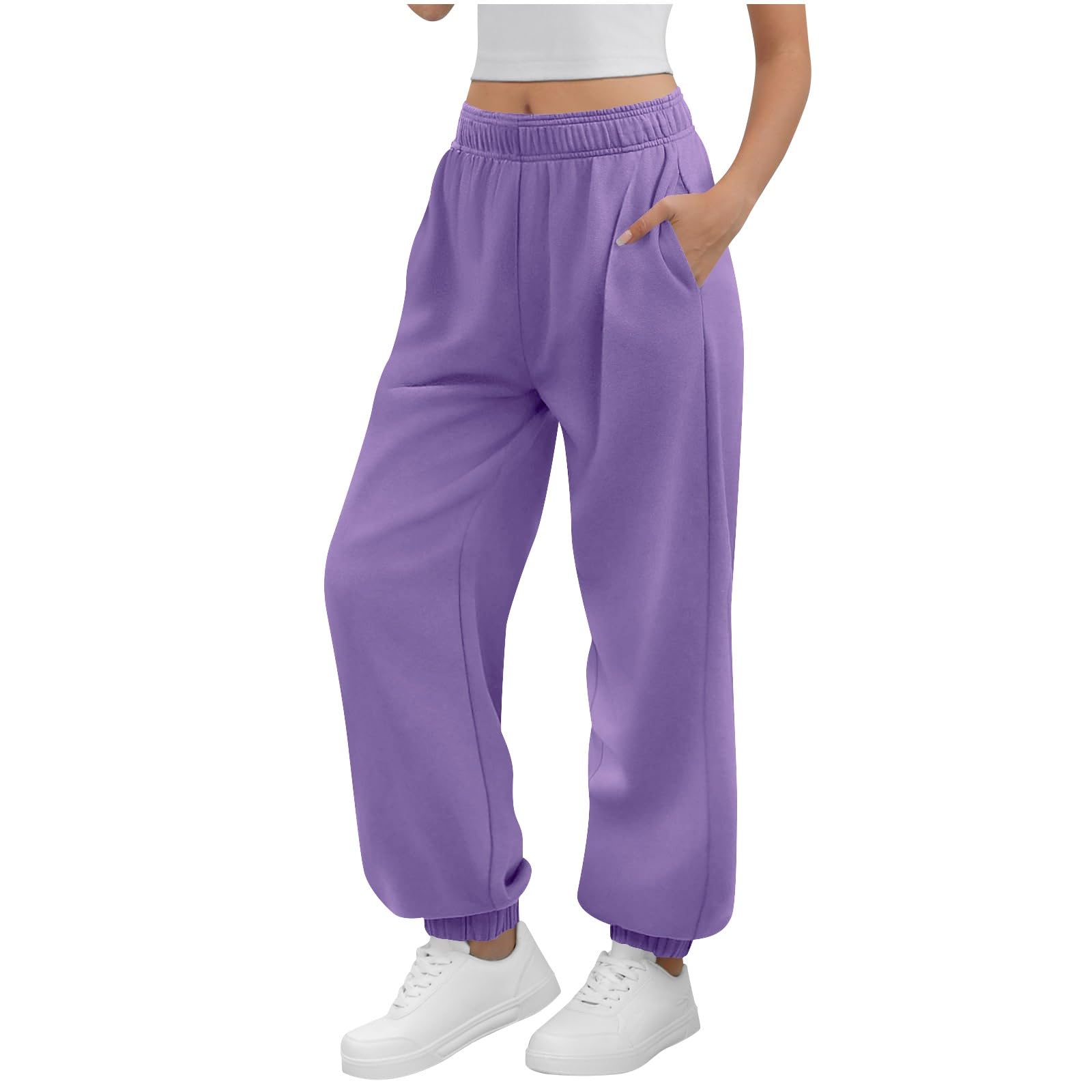 Yourumao Women's #02 Purple Jogging Bottoms For Sweatpants Baggy Joggers Lounge Pants Tracksuit Bottoms Elasticated Waist Trousers Purple M