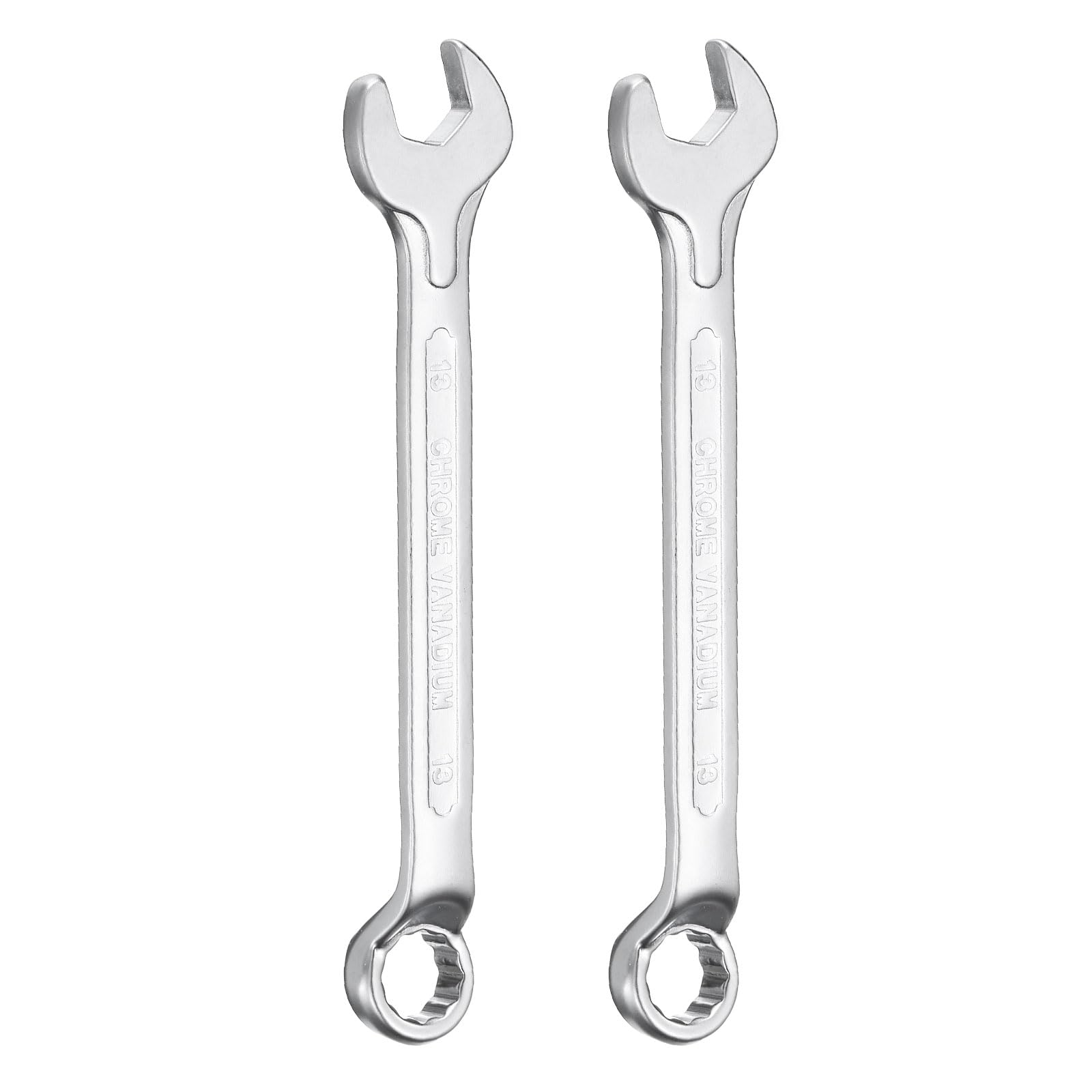 HARFINGTON 2pcs Combination Wrench Offset 13mm 75-Degree 12-Point Box End and 15° Angled Open End Metric CR-V Steel Nickel Plated Multi-function