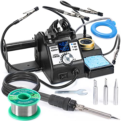 YIHUA 926LED-IV 110W Lötstation 90~480°C Lötset mit 4 helfenden Händen, 1 Lupe mit LED, Lötdrahtspender, 3 zusätzliche Lötspitzen, 50g bleifreier Lötdraht lötkolben set