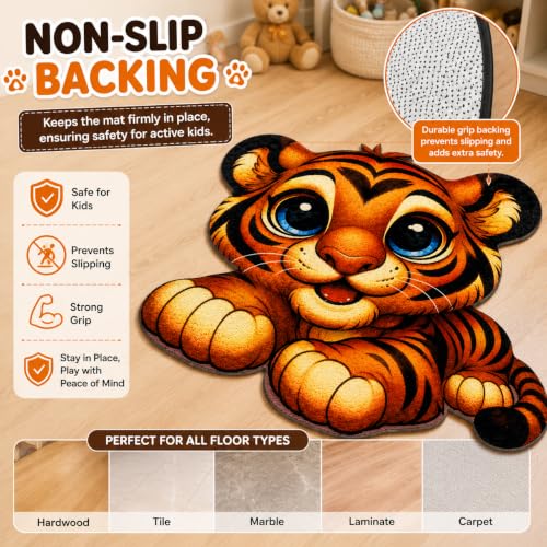 Image of Lion Shape Door Mat for Home Entrance | 3D Animal Floor Mat | Anti-Slip Washable Rug | Soft Decorative Welcome Mat for Living Room, Bedroom, Kids Room & Entryway (23 x 23 Inch)