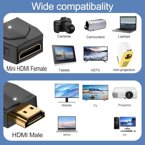 Adaptador HDMI a Mini HDMI 8K QIANRENON, Pack 2 piezas miniatura 6