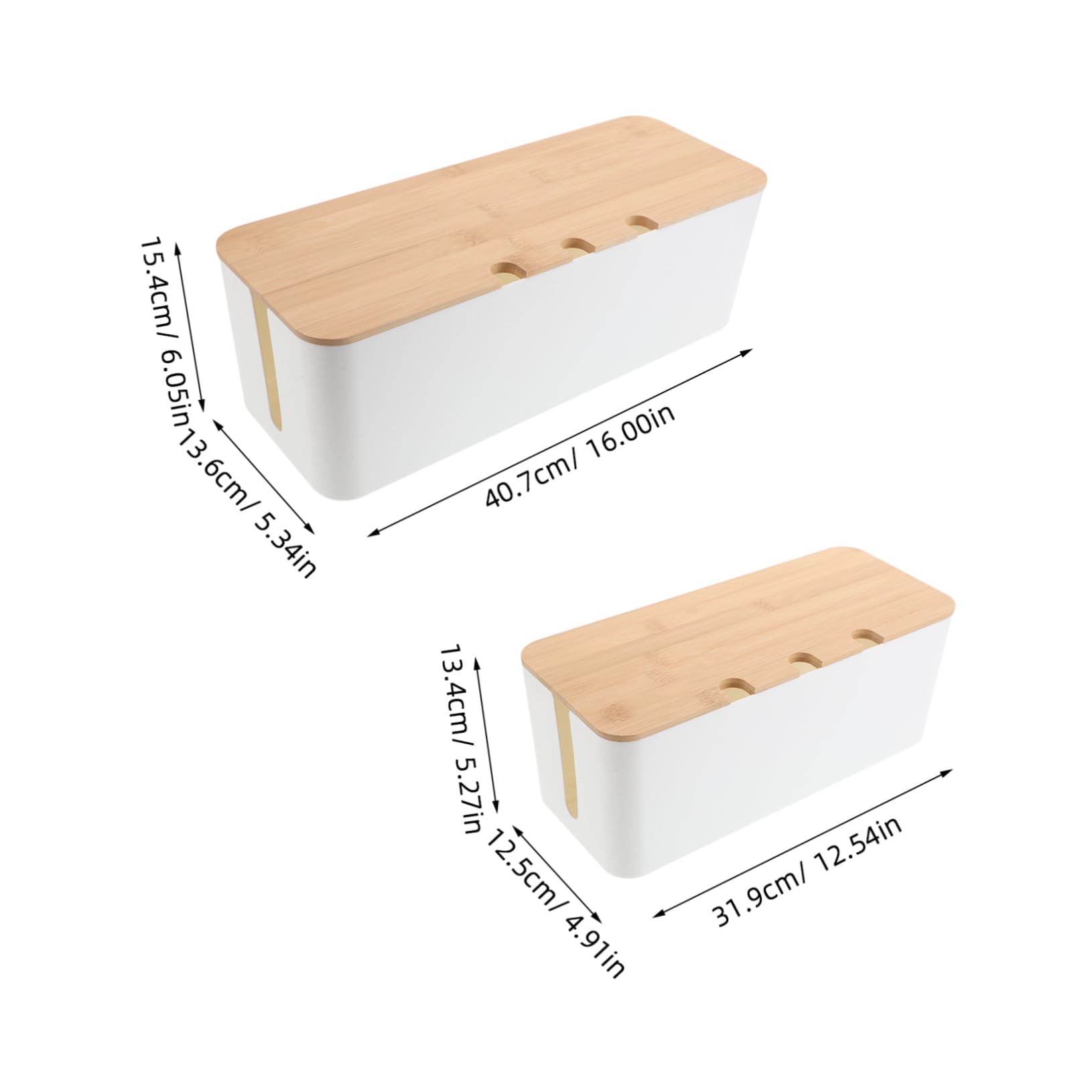Caja Organizadora de Cables con Orificios para Escritorio, 1 Juego | Plástico y Madera, Diseño Simple y Moderno, para Oficina y Sala de Conferencias