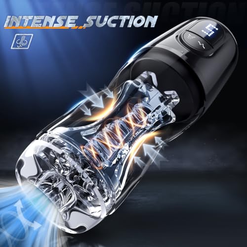 Image of EINSEO Male Masturbator with 5 Suction & 9 Vibration Modes | APP control, LCD display, transparent 3D sleeve, diamond grip, USB-C charging