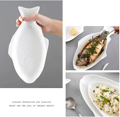 Miniatura 8 de Kichvoe Frutero de cerámica para pavo, plato de sushi, plato de pescado, plato de cerámica para servir, platos decorativos para restaurantes y hogar